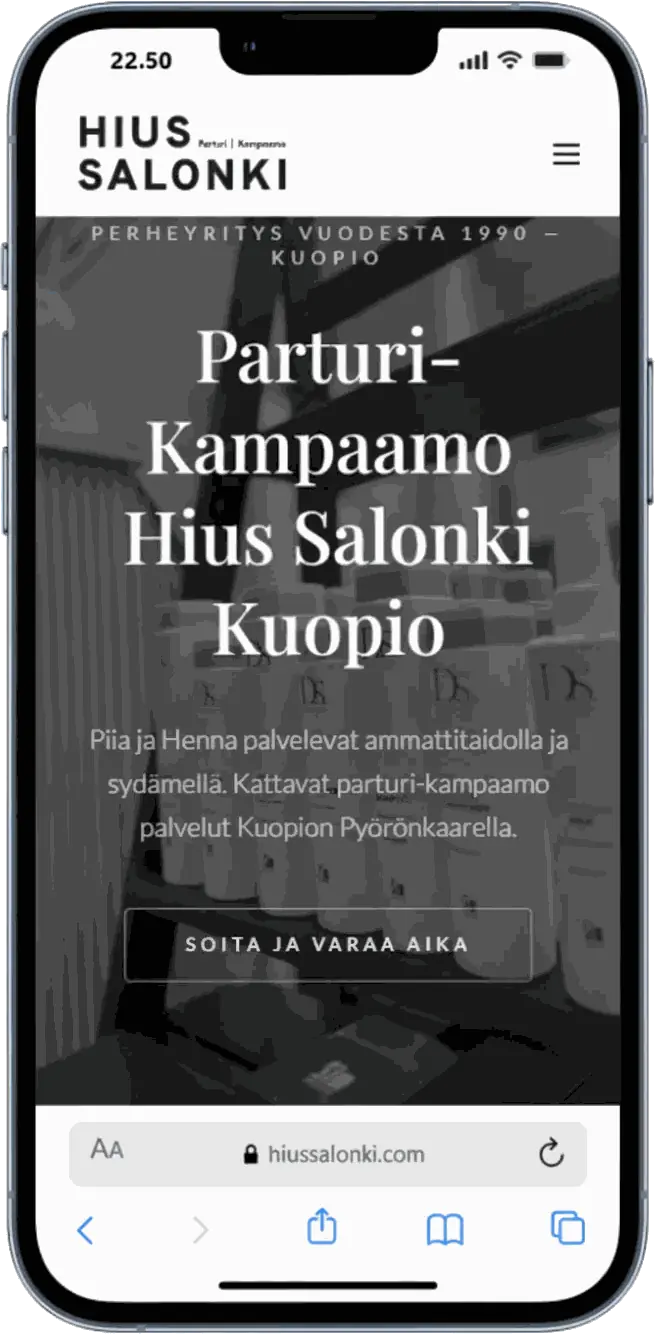 Hiussalonki Kuopio – mobiilinäkymä